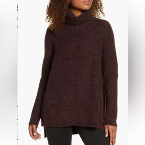 Sweaty Betty Shakti Wool Blend Turtleneck Sweater (Dark Cherry)